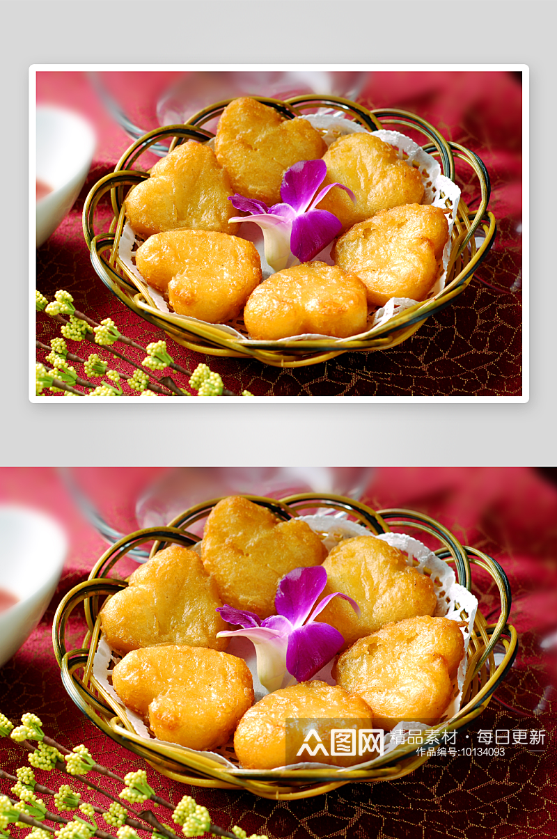阿伦西亚美味小食玉米布丁酥美食高清摄影图素材