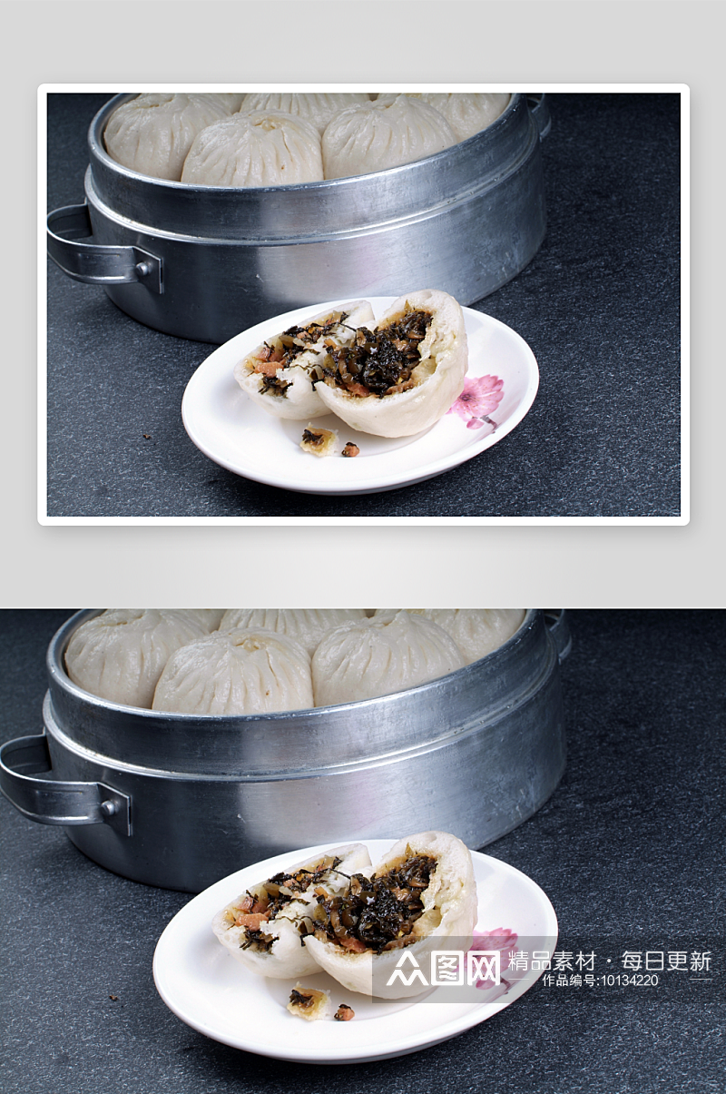 小吃火腿芽菜包美食高清摄影图素材