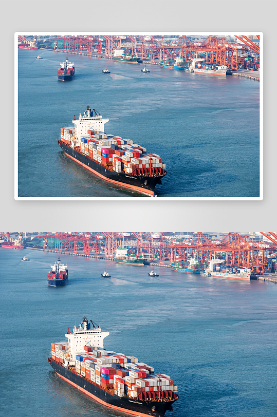 厦门海天码头刚出港口的货轮