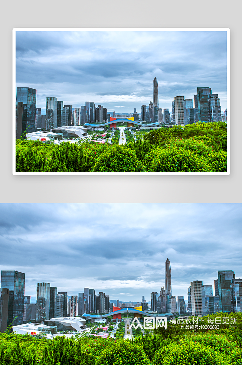 深圳城市建筑云朵天际线背景素材