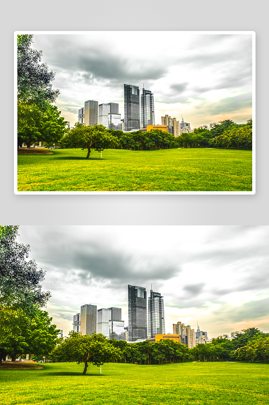 简约城市建筑绿化单色调背景图