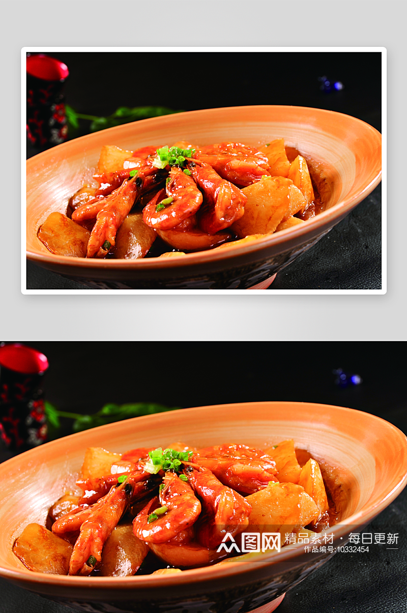 大碗虾烧冬瓜美食高清摄影图素材
