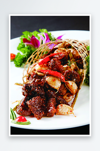 竹内大蒜烤驴肉美食高清摄影图
