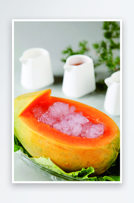 木瓜炖雪蛤美食高清摄影图