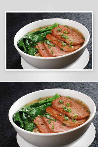 火腿餐肉公仔面美食高清摄影图