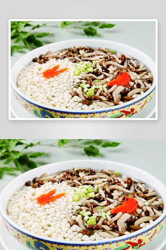 鲜菇鱼米美食高清摄影图
