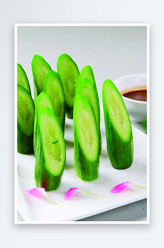 黄瓜蘸酱美食高清摄影图