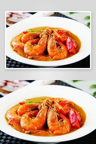 马来咖喱虾美食高清摄影图