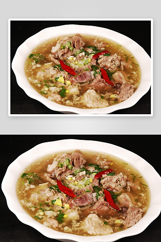 陕北红清炖羊肉美食高清摄影图