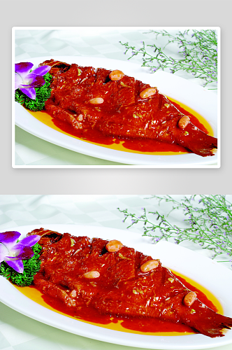 红烧武昌鱼清蒸元条美食高清摄影图
