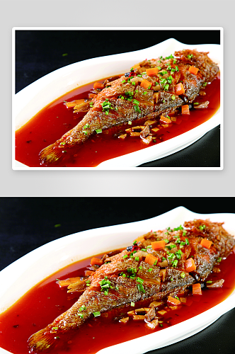 红烧东海黄鱼美食高清摄影图