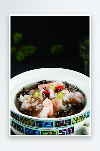 野米炖虾滑美食高清摄影图