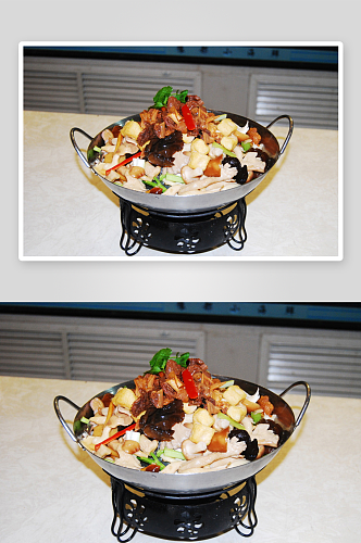 清真铁锅炖美食高清摄影图