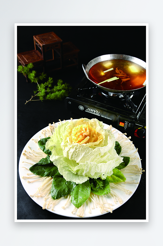 鲍汁蔬菜捞美食高清摄影图