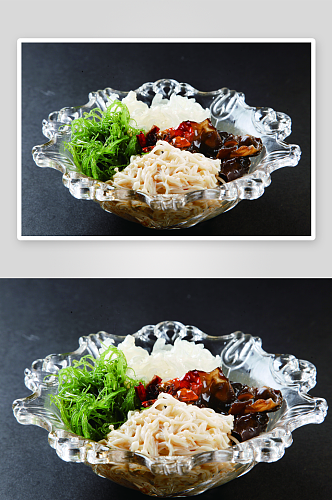 雪菜毛豆焖鸡腰美食高清摄影图