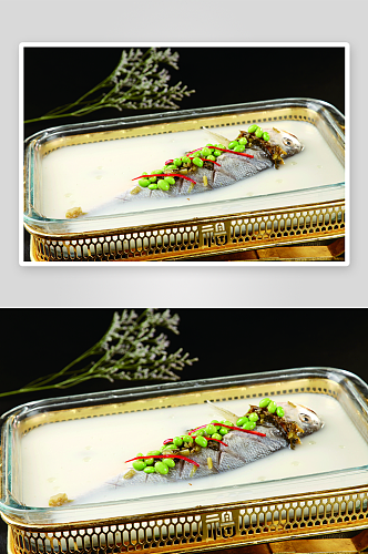 雪菜毛豆黄鱼美食高清摄影图
