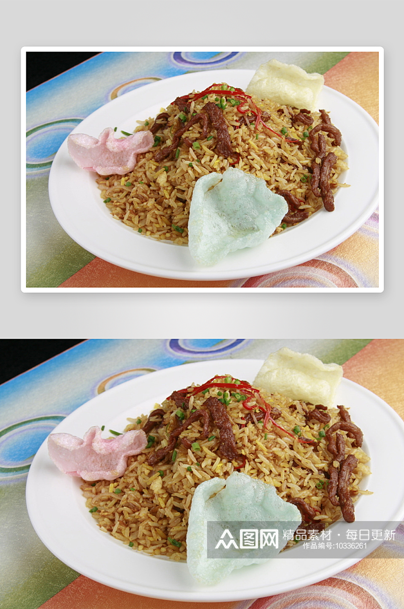 青椒牛肉蛋炒饭美食高清摄影图素材