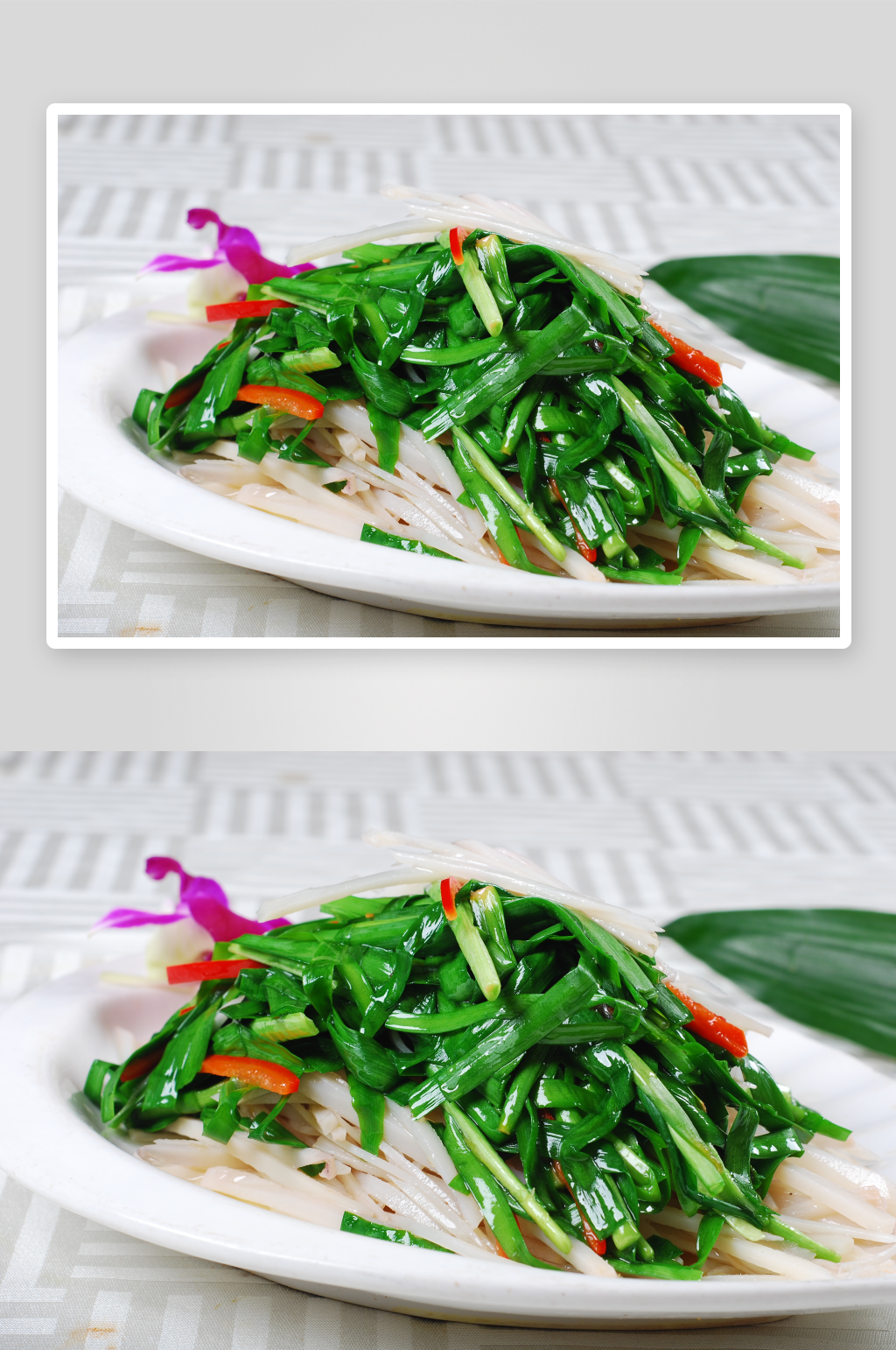 韭菜炒藕丝美食高清摄影图美食高清摄影图素材