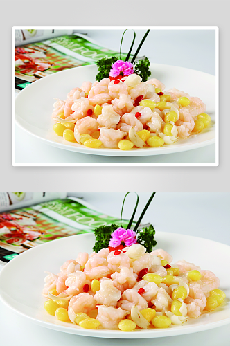 百果水晶虾仁美食高清摄影图