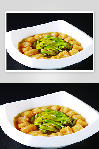 金针豆腐泡美食高清摄影图