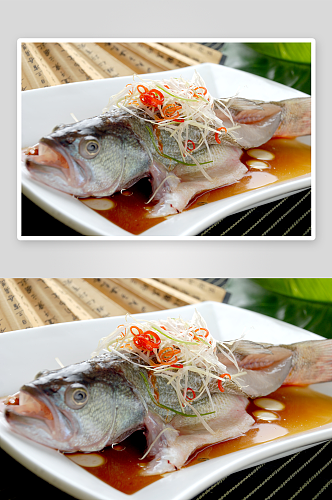 清蒸鲈鱼美食高清摄影图