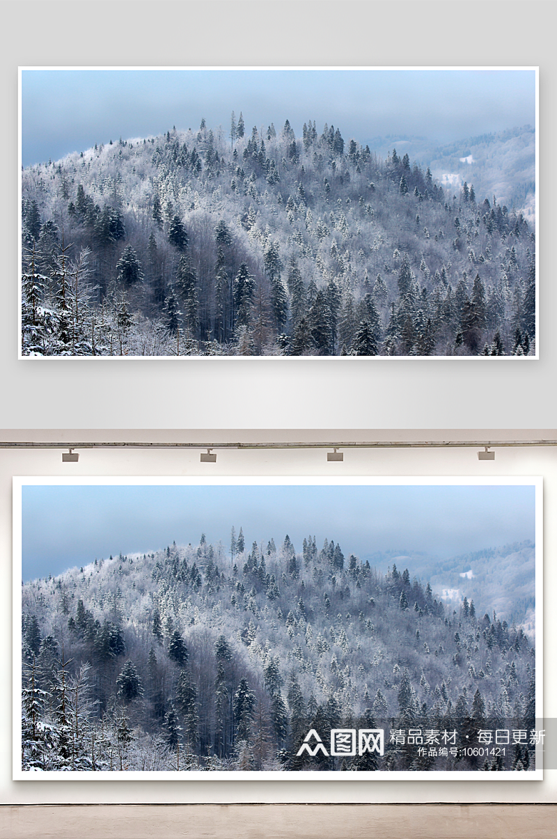 户外冬日雪山风景摄影素材