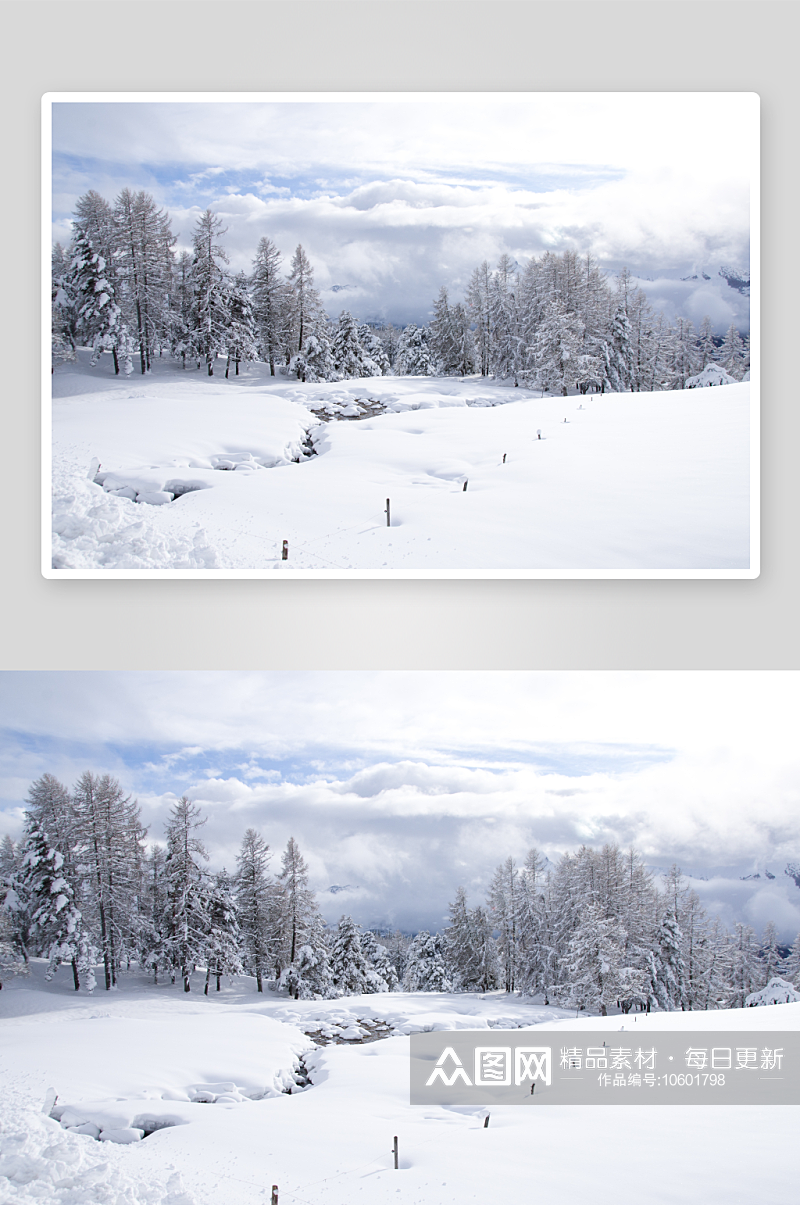 户外冬日雪山风景摄影图素材