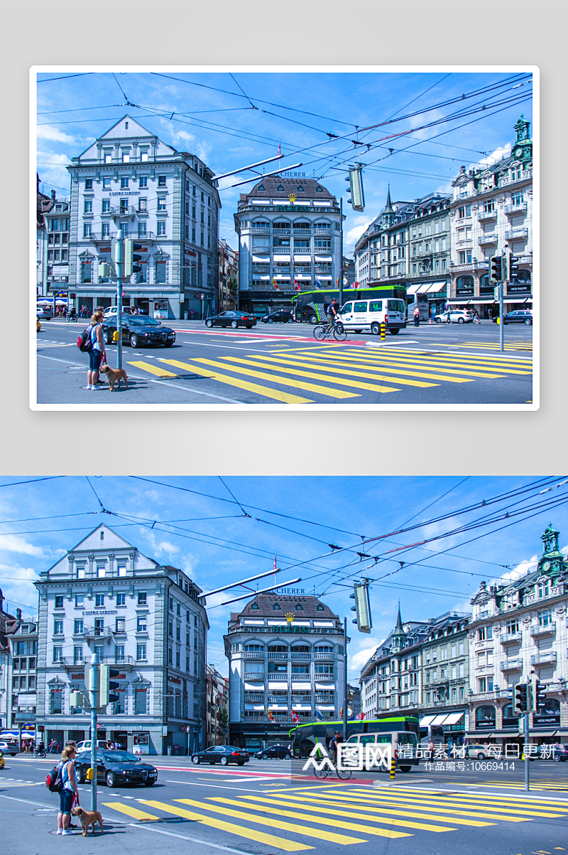 瑞士城市风景建筑摄影图素材