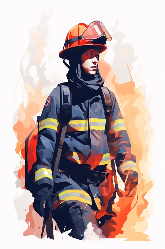 消防员插画火焰素材