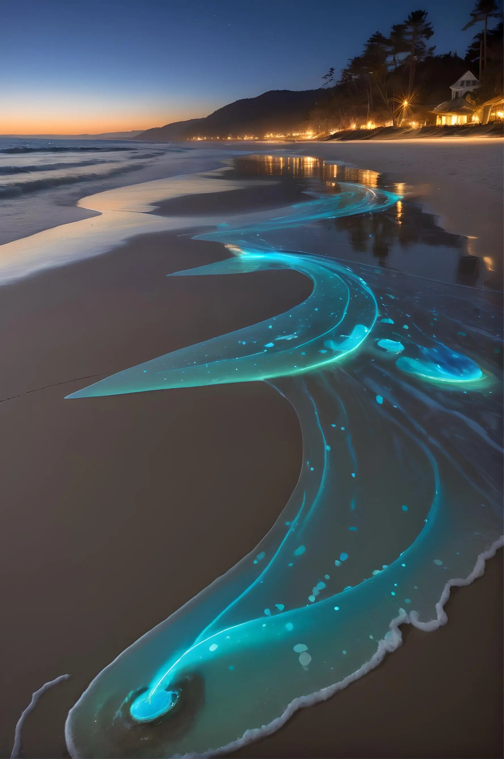 海洋沙滩发光微生物素材
