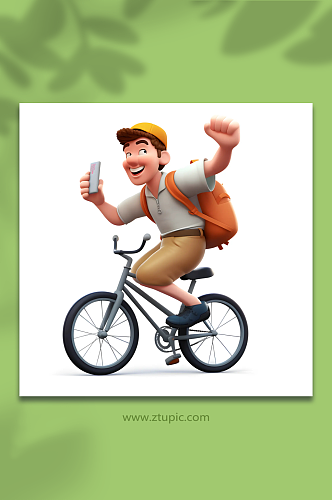 骑自行车人物数字艺术图片