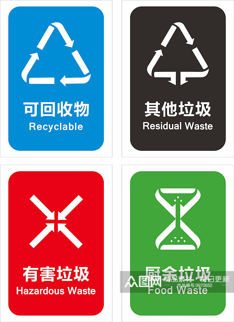 垃圾桶垃圾分类标志标识素材