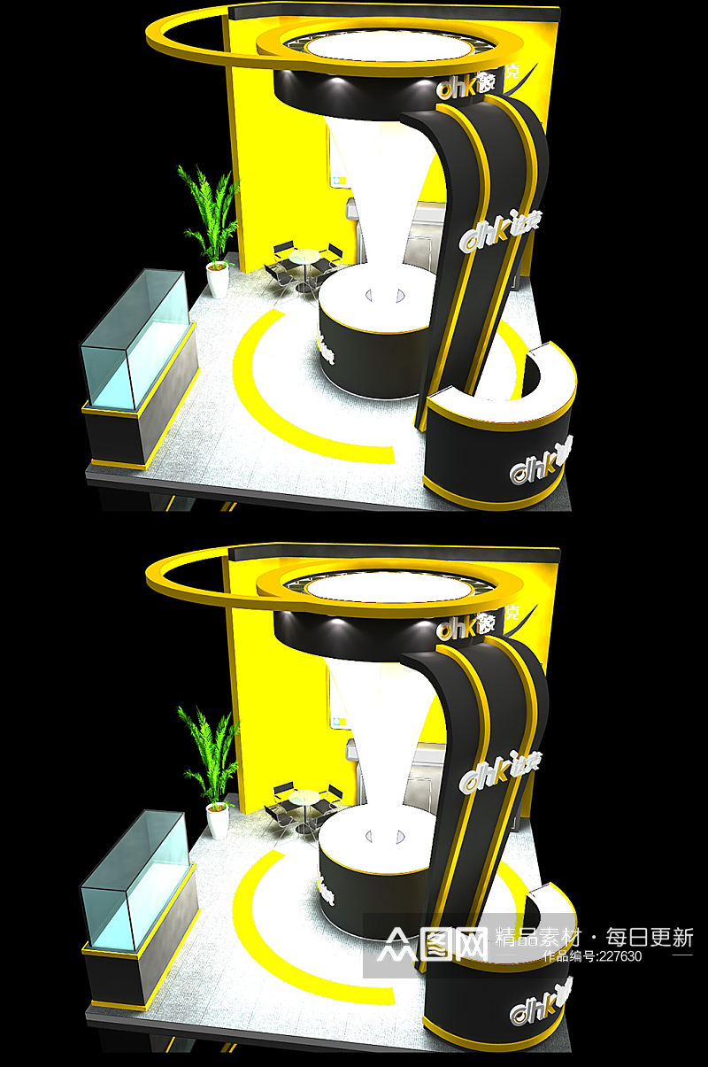 时尚黄色展会氛围展台布置展览SU模型会展SU模型素材