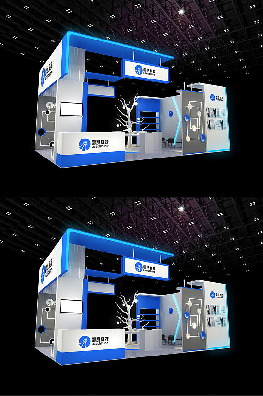 科技公司展厅模型展会氛围展台布置SU模型-众图网