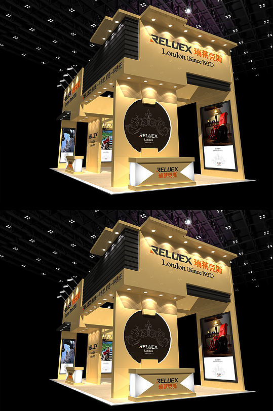 高端展会氛围展台布置展览展示草图大师模型-众图网