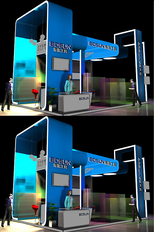 智能科技展会氛围展台布置展厅模型展台SU模型-众图网