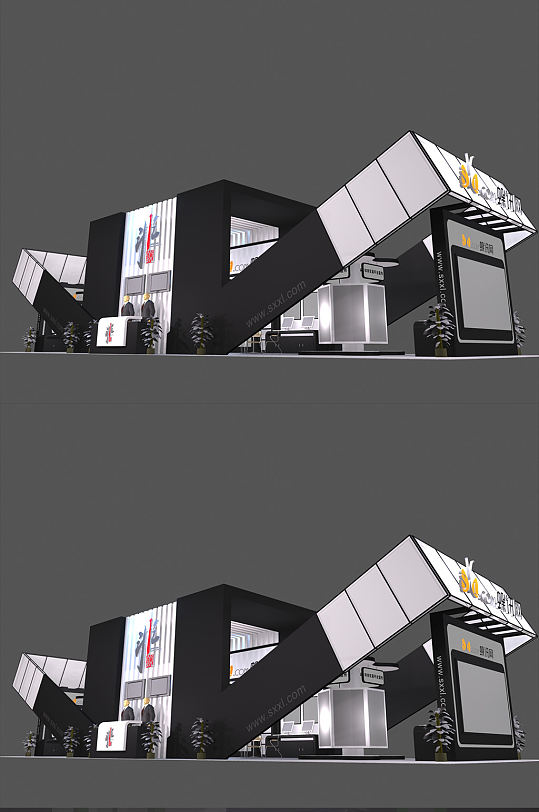 展厅设计模型效果图-众图网