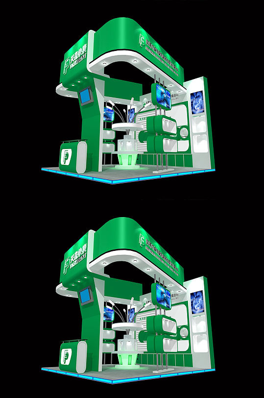 会展SU模型展厅草图模型 展会展台-众图网