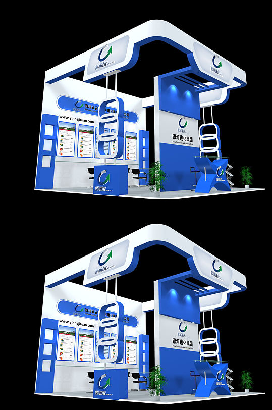 企业展会氛围展台布置草图大师模型展览展示SU-众图网