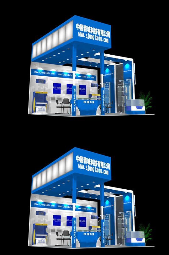 科技公司展会氛围展台布置展厅模型展台SU模型-众图网