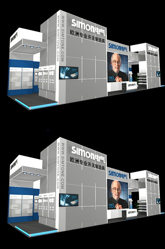 开关制造商展会氛围展台布置会展展陈展台模型-众图网