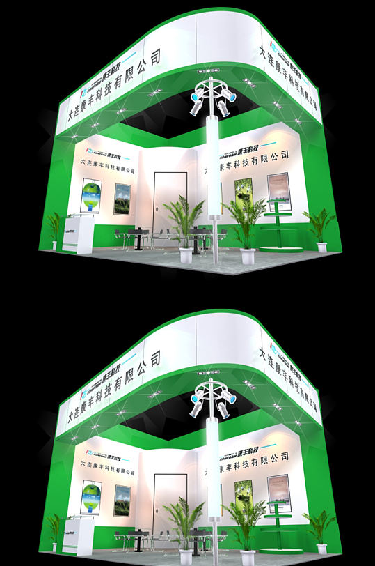 绿色科技公司展会SU模型展会氛围草图模-众图网