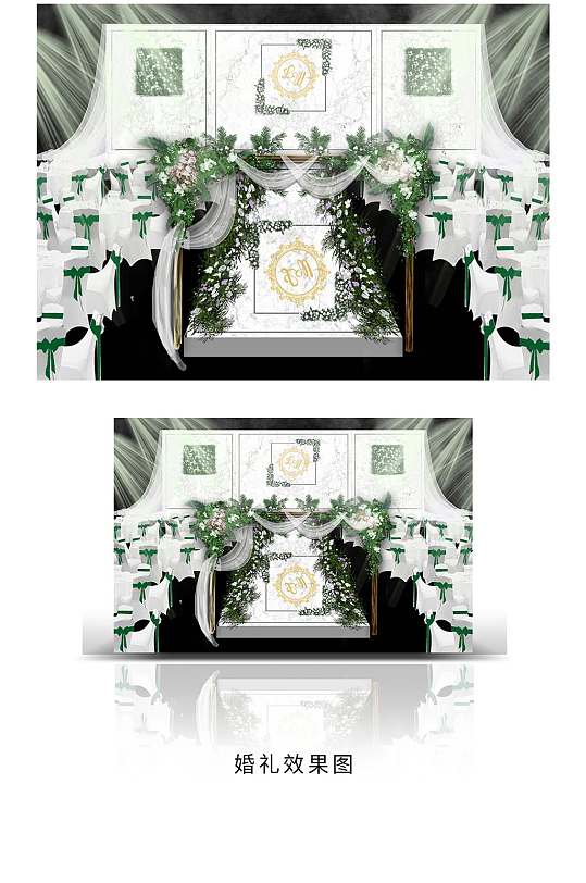 婚礼森系西式婚礼背景墙-众图网