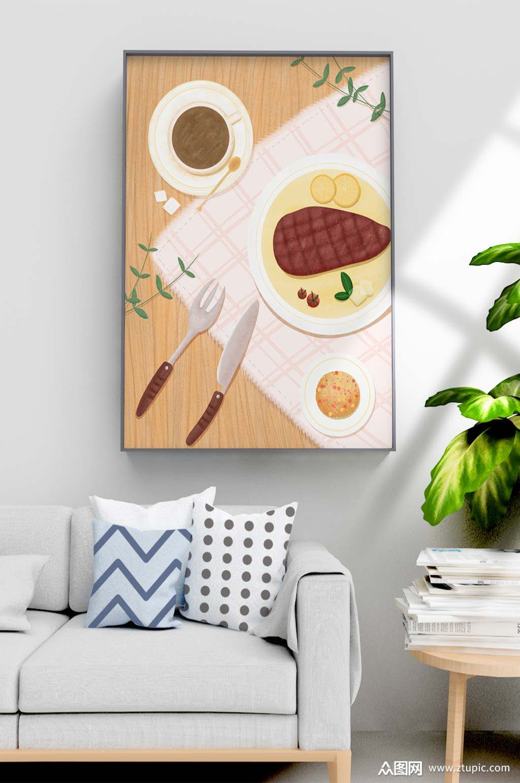 可爱手绘风厨房静物装饰画素材