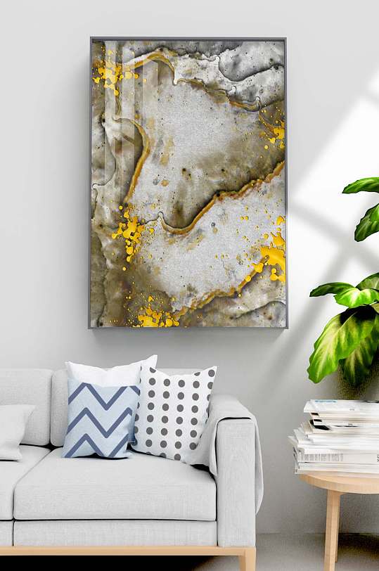 抽象鎏金水墨艺术装饰画