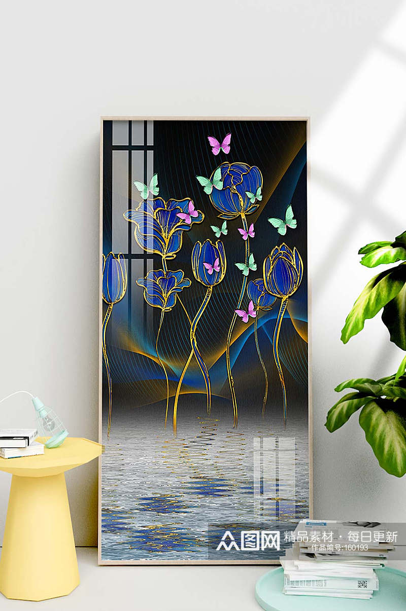 植物花卉抽象线条装饰画素材