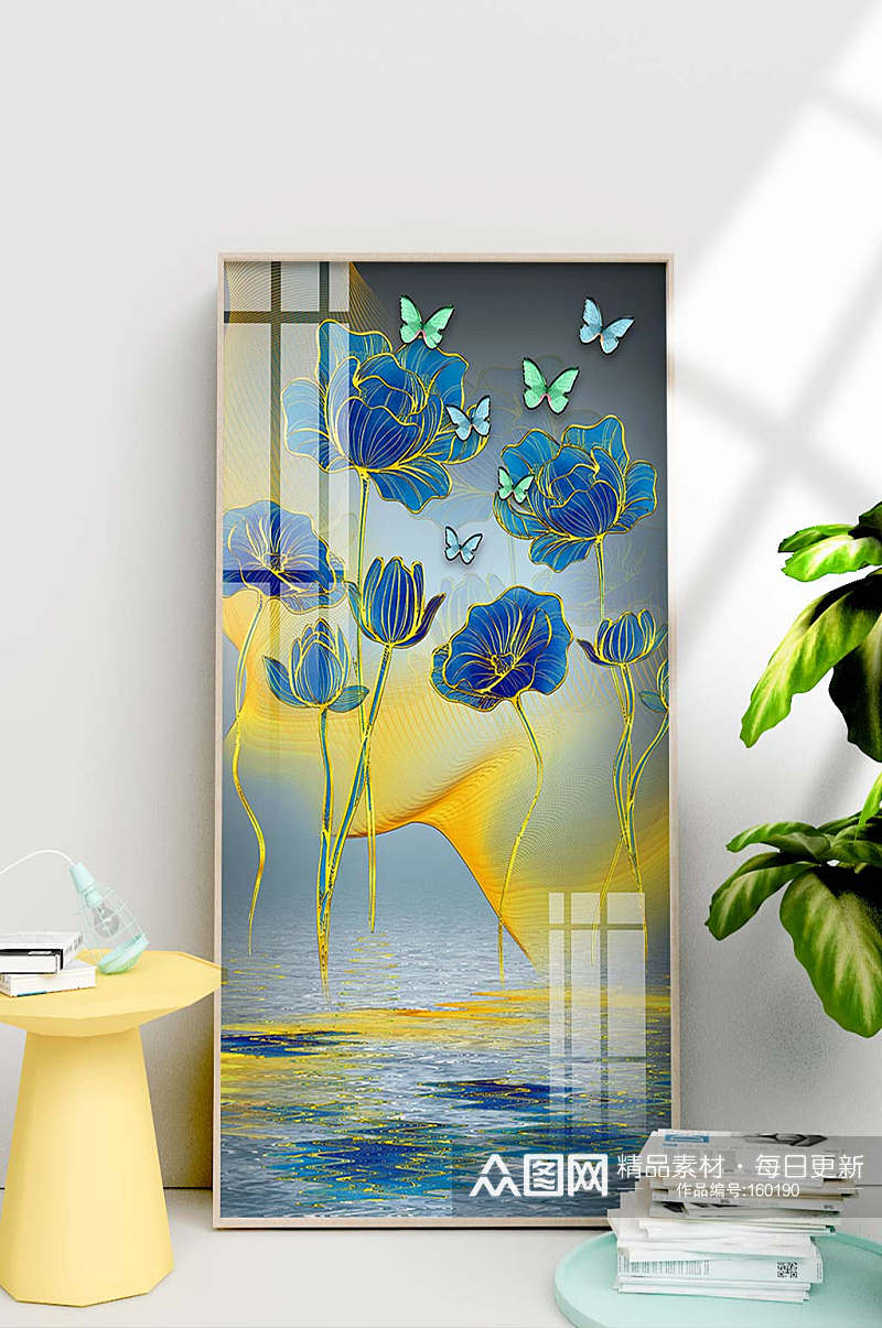 植物花卉抽象线条装饰画素材