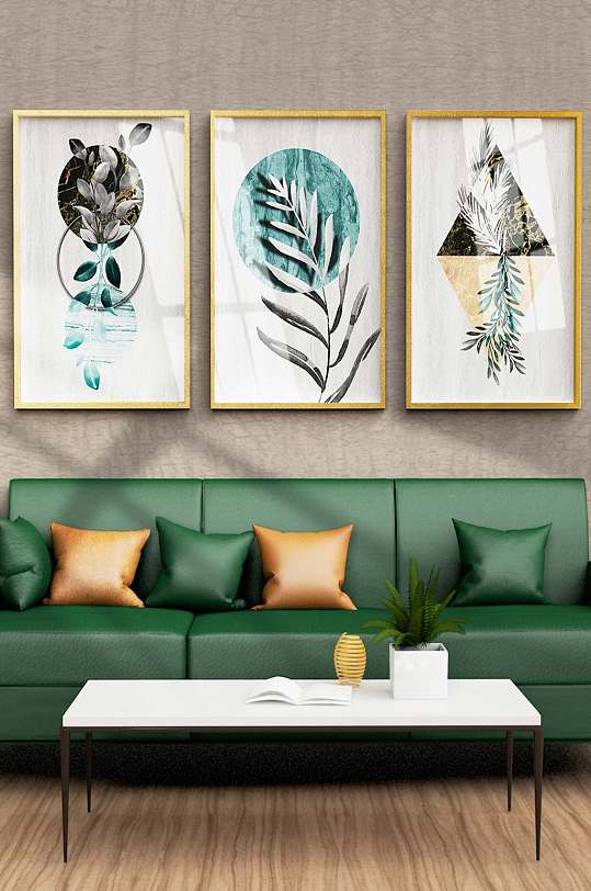 轻奢北欧手绘几何装饰画