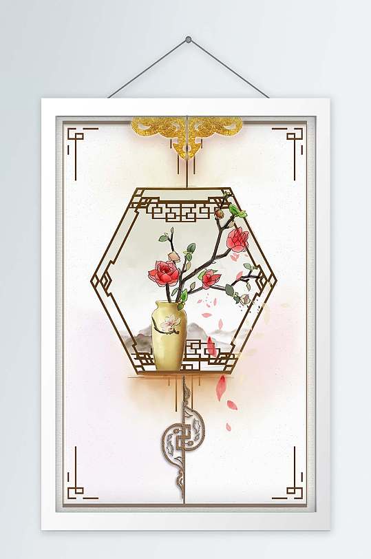 典雅手绘水彩梅花装饰画