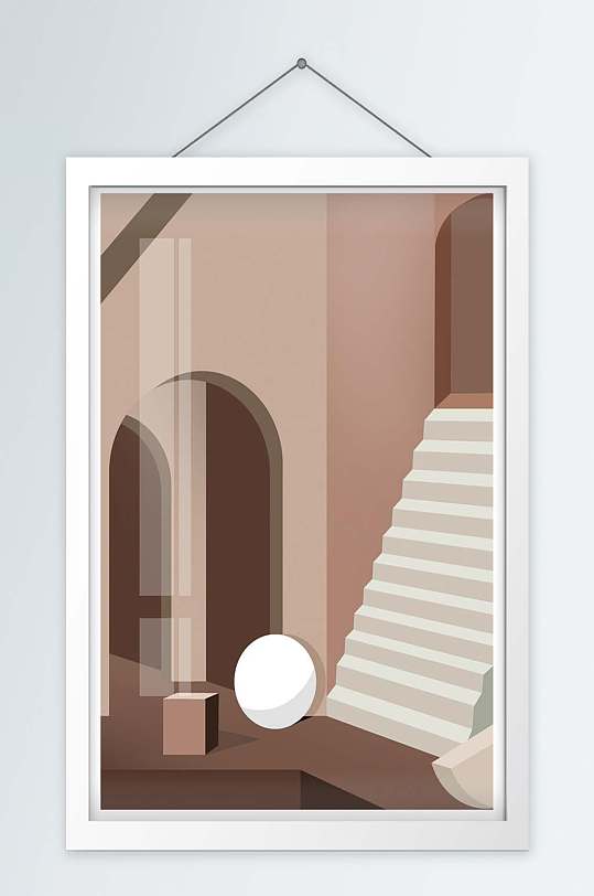 莫兰迪几何空间透视装饰画